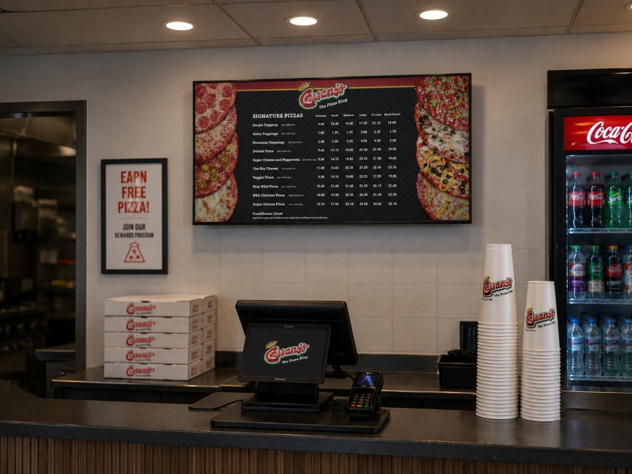 Digital menu board signage for guest messaging and promotions
