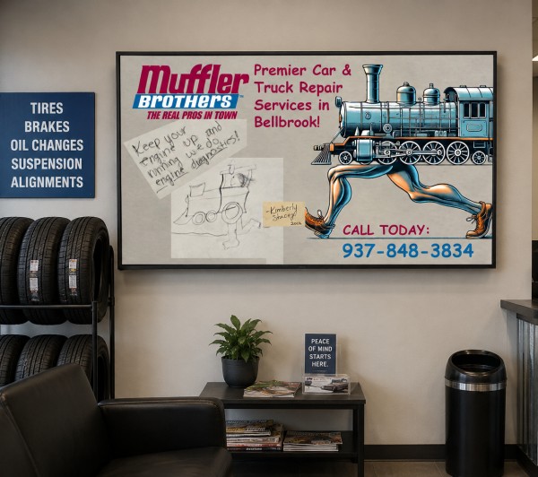 Example of custom signage and slide design for on-screen display