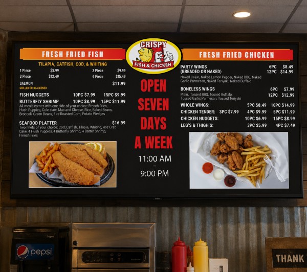 Additional examples of ad and signage slide design for business displays